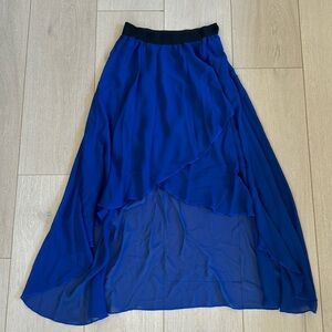 Blue high low flowy skirt